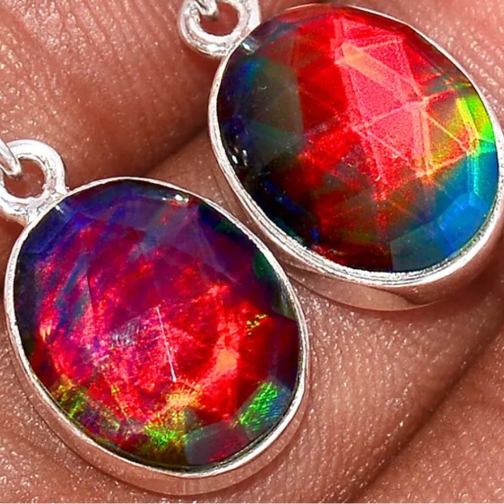 Aura Opal silver earrings - Picture 2 of 4